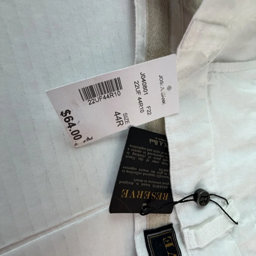 JoS.‎ A Bank Men's White Linen Blend Reserve Shorts Size 44R NWT Beach Vacation